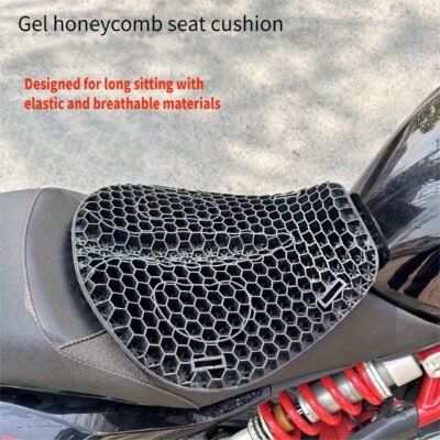 3D Motorcycle Seat Cushion with a Honeycomb Design, High Elasticity, Anti-Slip, Shock-Absorbing, Thickened for Comfort And Pressure Relief During Long Rides