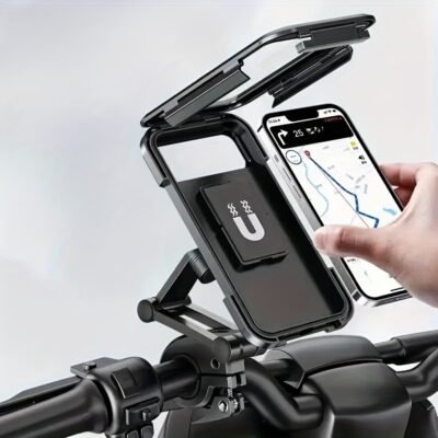 ca7c3a33-8da2-4de6-9cd2-f2fdf9fe42aa.jpg Motorcycle Phone Mount with Magnetic Design, Extendable and Rainproof, ABS Material